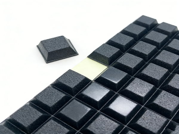 High-Quality Black Square Anti-Vibration Rubber Feet Pads with Adhesive Backing – Non-Slip Shock Absorbing Isolation Mounts for Machinery, Chassis, and Furniture – PVC Design