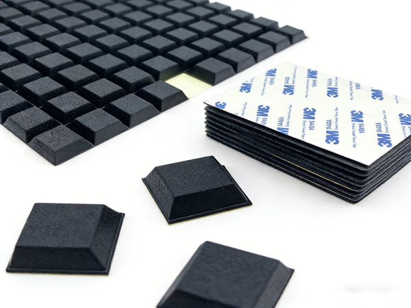 High-Quality Black Square Anti-Vibration Rubber Feet Pads with Adhesive Backing – Non-Slip Shock Absorbing Isolation Mounts for Machinery, Chassis, and Furniture – PVC Design
