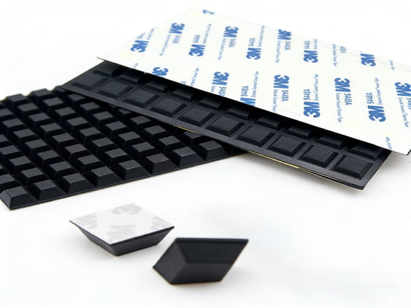 High-Quality Black Square Anti-Vibration Rubber Feet Pads with Adhesive Backing – Non-Slip Shock Absorbing Isolation Mounts for Machinery, Chassis, and Furniture – PVC Design