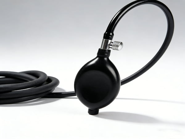 Hand Squeeze Rubber Bulb Pump – Medical Inflation Bulb with Metal Valve for Blood Pressure Monitor, Laboratory & Industrial Use