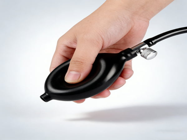 Hand Squeeze Rubber Bulb Pump – Medical Inflation Bulb with Metal Valve for Blood Pressure Monitor, Laboratory & Industrial Use