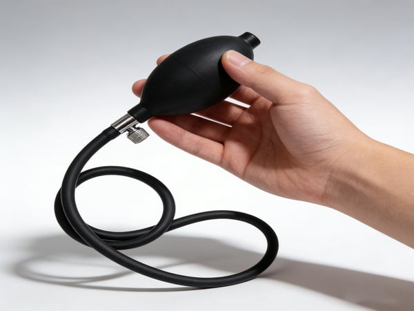 Hand Squeeze Rubber Bulb Pump – Medical Inflation Bulb with Metal Valve for Blood Pressure Monitor, Laboratory & Industrial Use