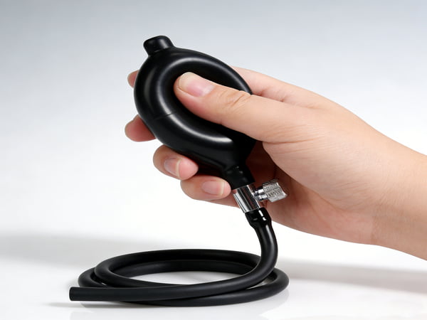 Hand Squeeze Rubber Bulb Pump – Medical Inflation Bulb with Metal Valve for Blood Pressure Monitor, Laboratory & Industrial Use